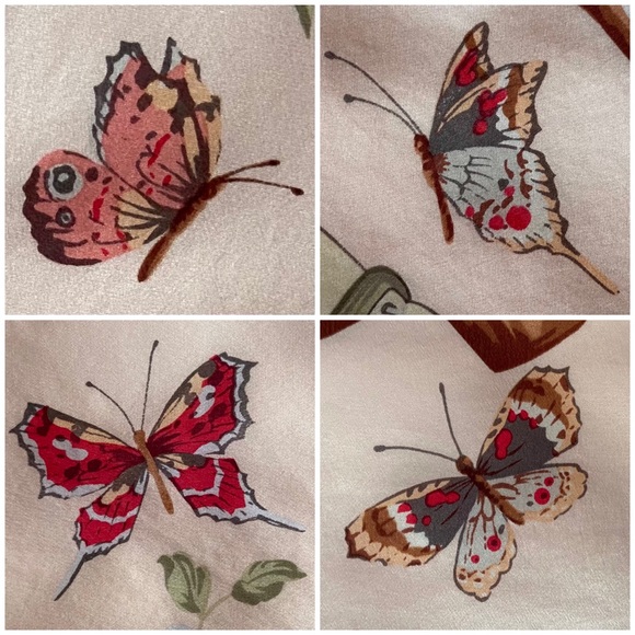 👒 Talbots, Vintage Perennial Millennial Floral Silk Scarf - Picture 9 of 16